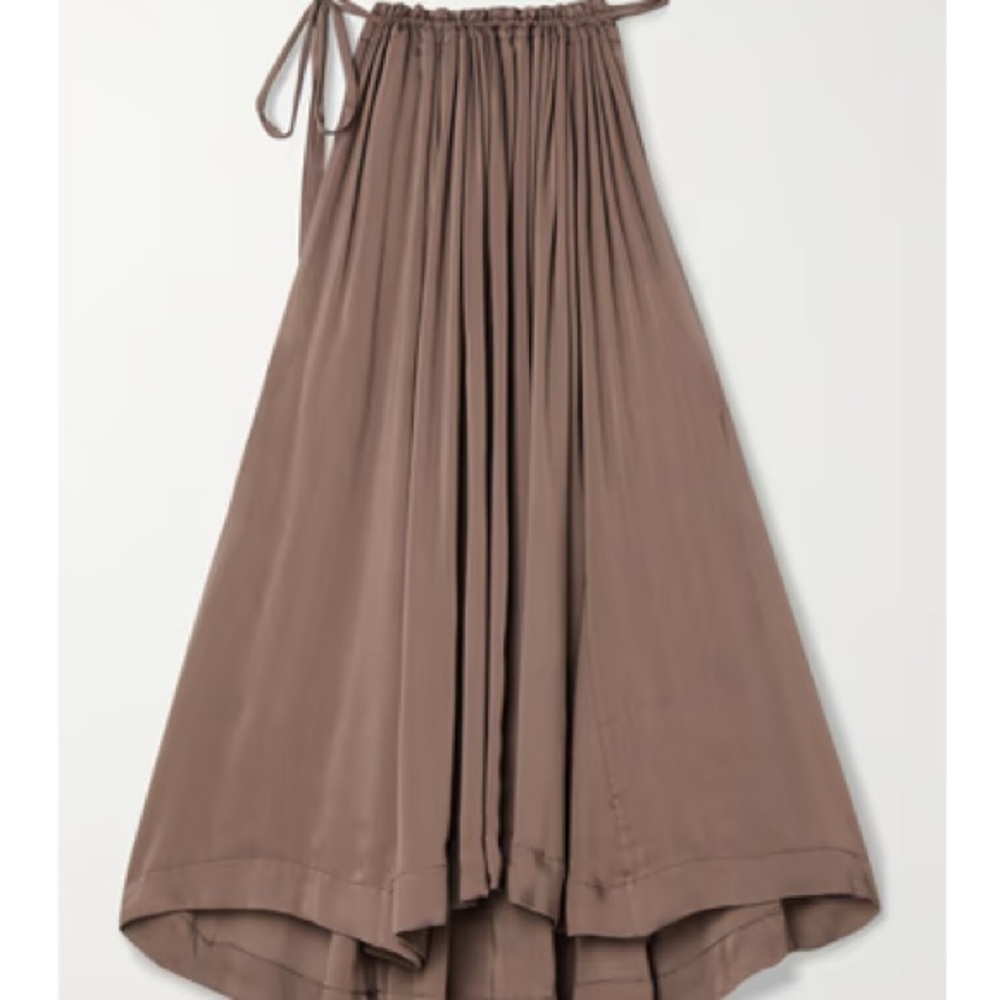 BONDI BORN Ripple Gathered Washed-Satin top | Brown | M